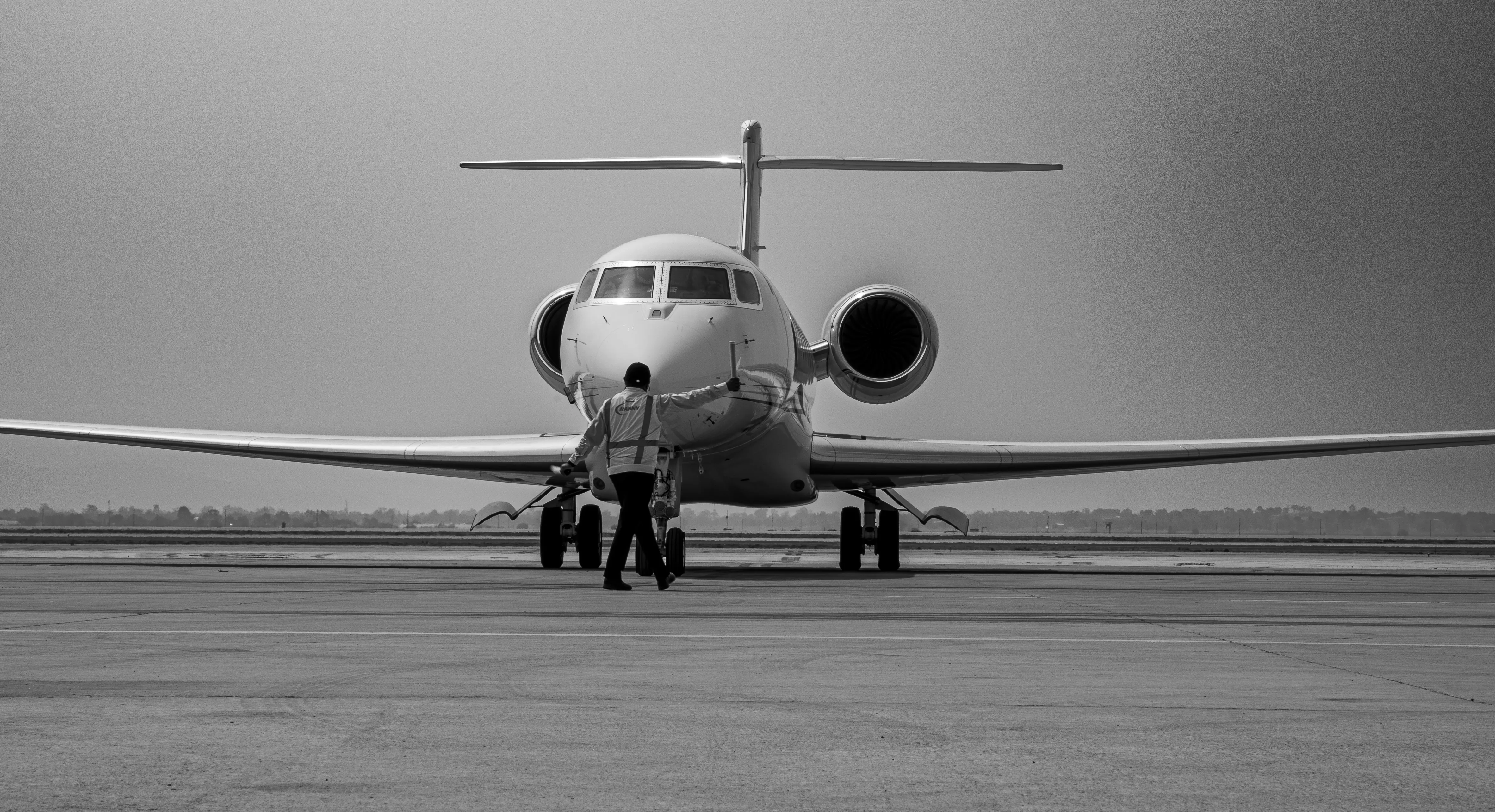 Technician working on landing gear
